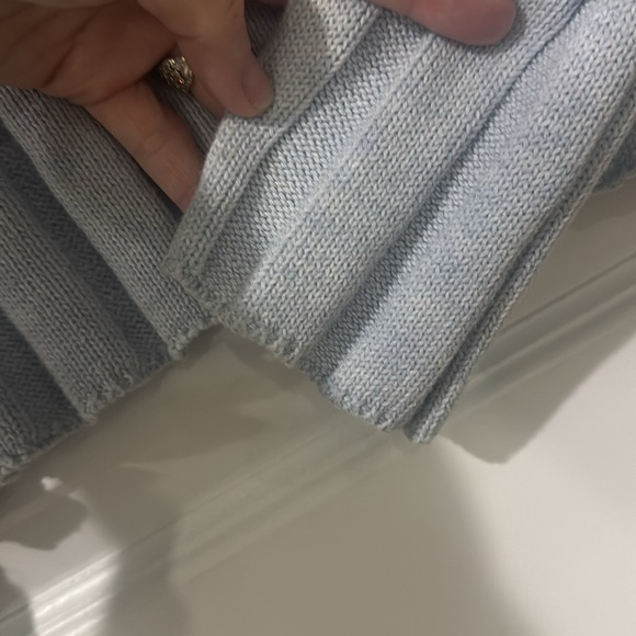 ENTRO Light Blue Ribbed V Neck Sweater - Size Large - Picture 5 of 7